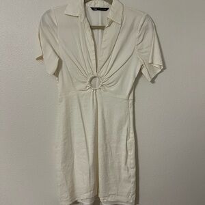 Zara Cream Mini Dress with Ring Detail